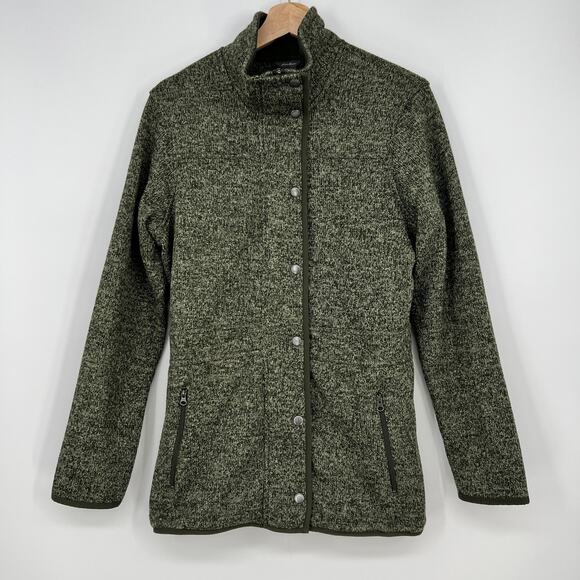 Eddie Bauer Radiator Fleece Field Jacket Womens Medium Heathered Olive Green Zip - Picture 1 of 12
